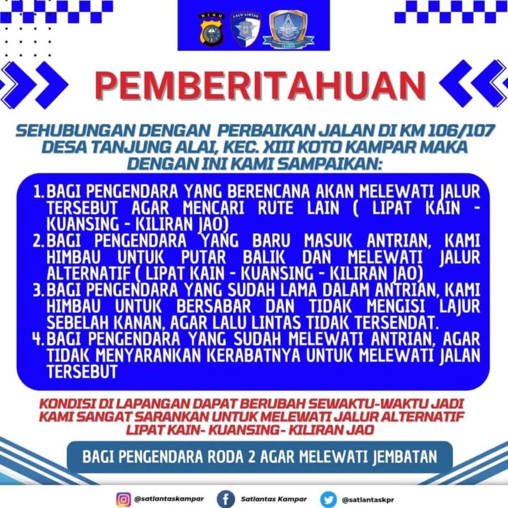 kabar jalan macet pekanbaru sumbar