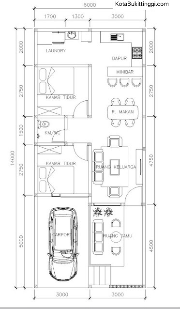Denah rumah minimalis Bukittinggi
