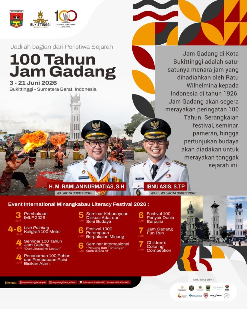 jadwal event 100 tahun jam gadang bukittinggi 2026