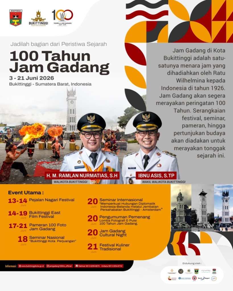 jadwal event 100 tahun jam gadang 2